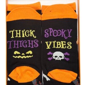 Thick Thighs Spooky Vibes Halloween Novelty Socks